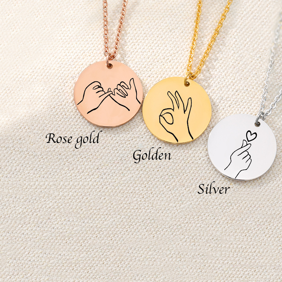 Personalized Sign Language Gesture Women's Necklace Customized Language Gift Necklace Stainless Steel Jewelry