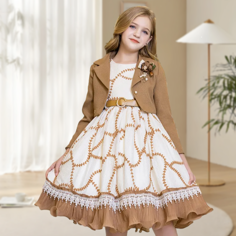 Fashion Trending Casual Soft Girl Princess Dress 12 Year Old Girls All-Match Princess Dresses Suits For Girl