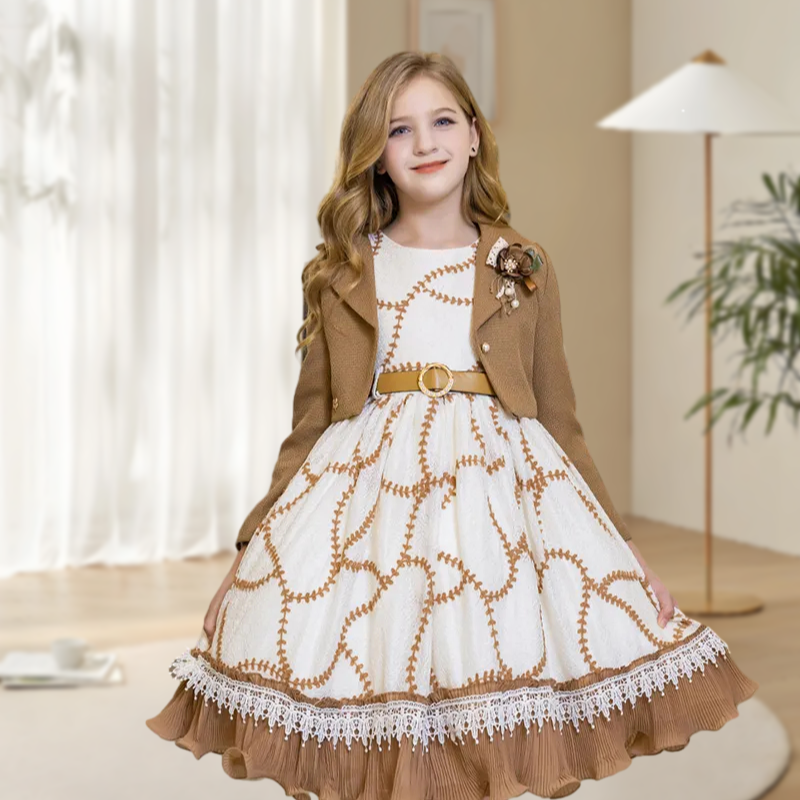 Fashion Trending Casual Soft Girl Princess Dress 12 Year Old Girls All-Match Princess Dresses Suits For Girl