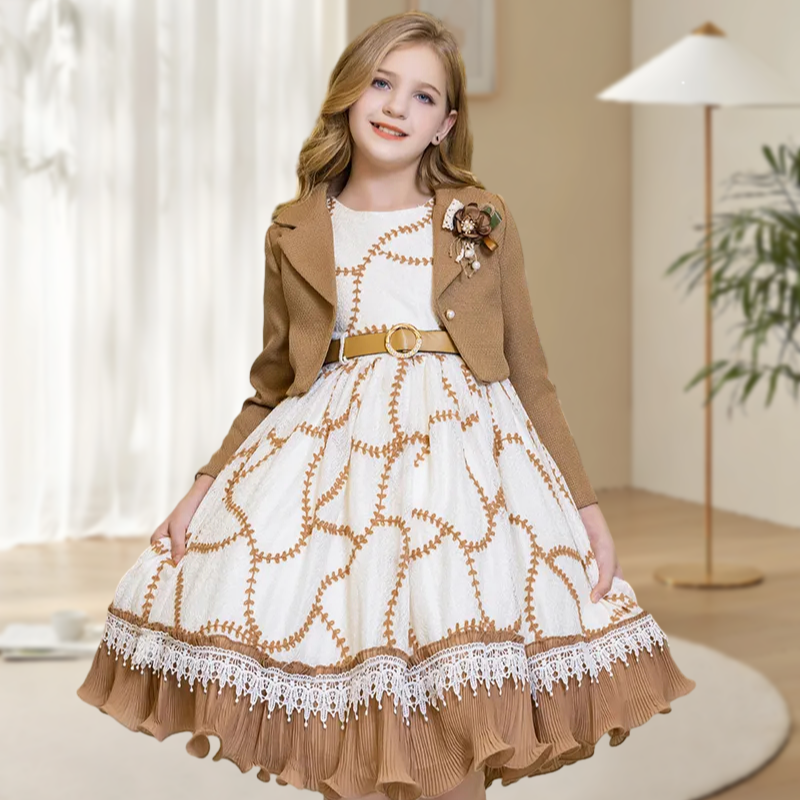 Fashion Trending Casual Soft Girl Princess Dress 12 Year Old Girls All-Match Princess Dresses Suits For Girl