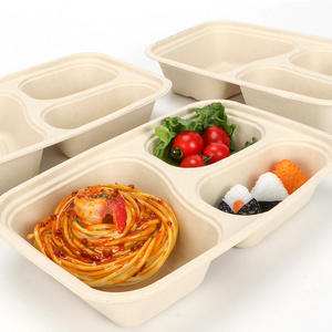 High Quality Sugarcane Bagasse Tableware Takeaway Disposable Cake Plates Eco Friendly Lunch Food Container Bowls with Lids