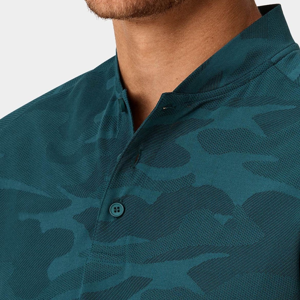 Customize wholesale new design polo golf t shirts sublimation jacquard pattern polyester spandex shirts camo polo shirt