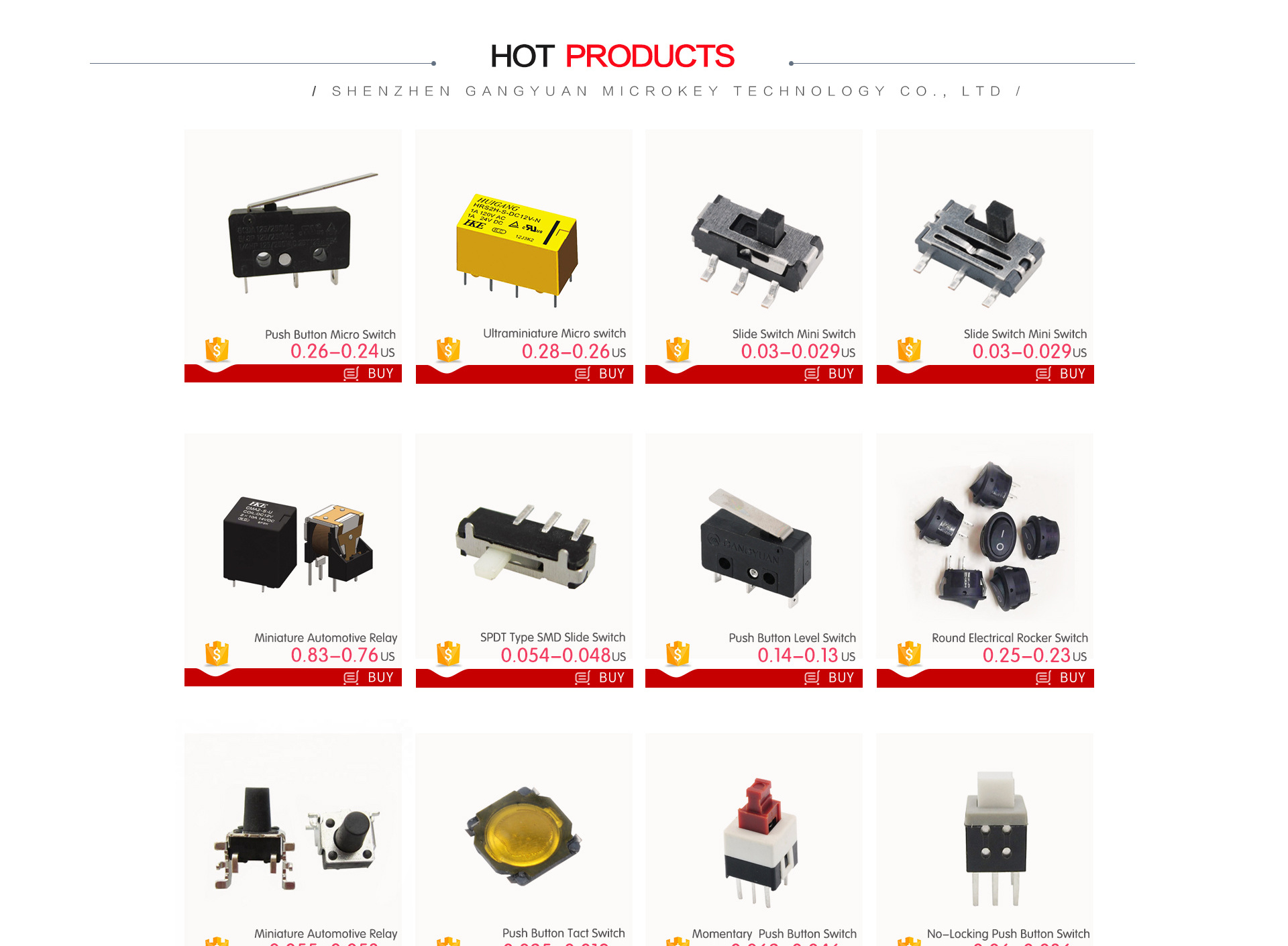 Micro DPDT 2P2T Panel Mount Vertical Type Slide Switch