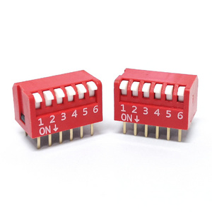 position piano type dip switch Dial switch short knob vertical 2.54mm 1-10 Position blue Red dip switch