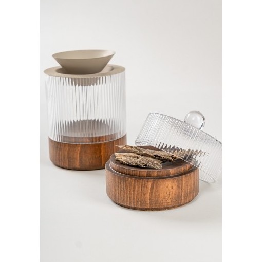 Wood & Glass Incense Bakhoor Burner Best Quality Wood Incense Burner For Home Decorative Set of 2 Piece