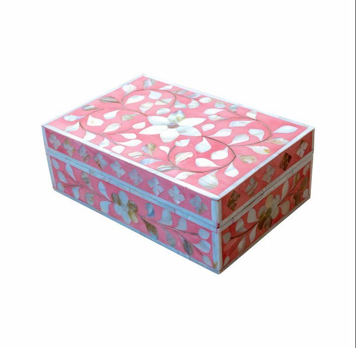 Latest Design Wholesale Bone Inlay Jewelry Storage Box Rectangle Best Quality Indian Handmade Bone Inlay Gift Box