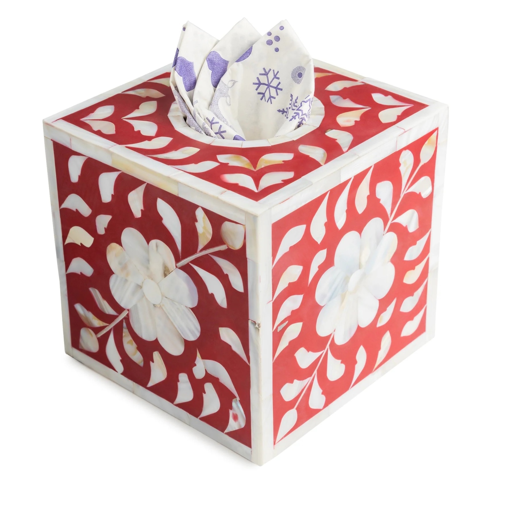 Best Selling Floral Design Mother of Pearl Inlay Tissue Box Holder Best Quality & Good Color Tissue Box Holder