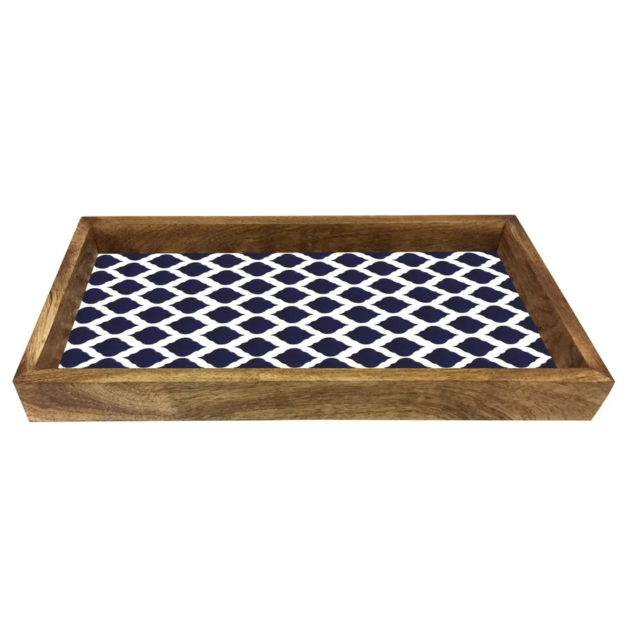 Wholesale Wood Serving Tray With Enamel Printed Sticker Storage Decorative Tray At Cheap Price