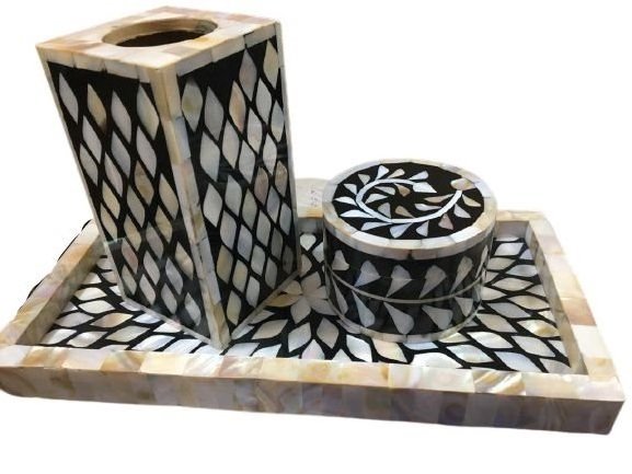 Mother of Pear Inlay Mubkhar Bakhoor Burner Incense Bone Inlay Burner Set With Tray Box At Cheap Price