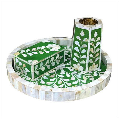 Mother of Pear Inlay Mubkhar Bakhoor Burner Incense Bone Inlay Burner Set With Tray Box At Cheap Price