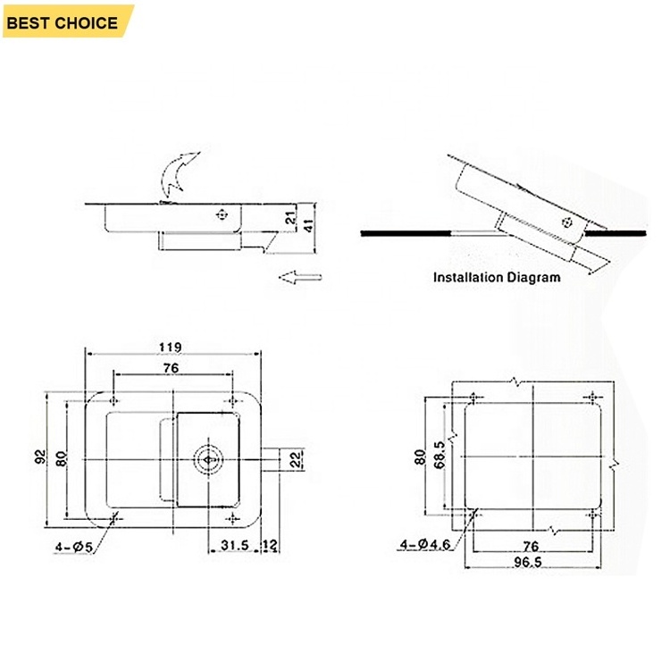 GL-12116 Stainless Steel Door Lock Camper Trailer Paddle Lock