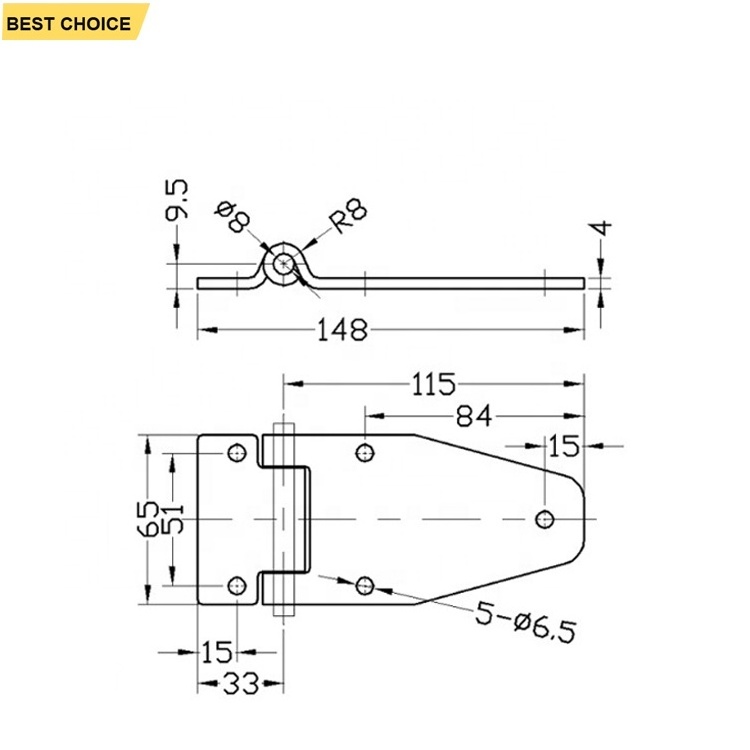 GL-13126S Refrigerated Food Truck Door Hinge Stainless Steel Detachable Flag Hinge