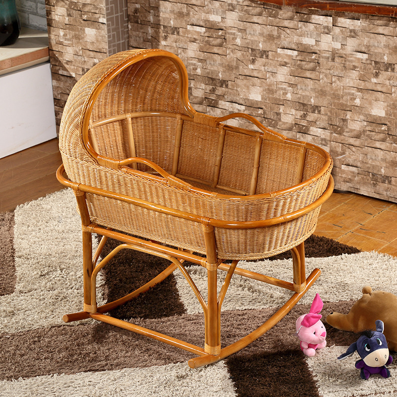 New Arrival Natural Rattan Crib Bassinet For Baby Cheap Price Handmade Sleeping Kids Bedroom Furniture For New Born Bed Baby