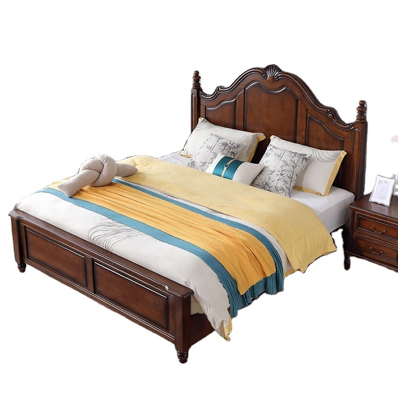 European Antique design bedroom furniture luxury French Classic wooden bedroom sets bed