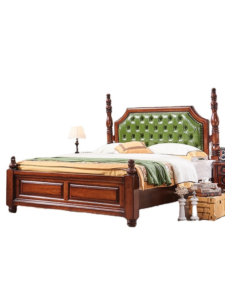 Bedroom Furniture Delicate Modern Style Master Bedroom Double Carved  Bed Solid Wood Height Box Bed