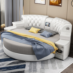 Smart bed with audio massage video simple modern double upholstered bed bedroom furniture smart round bed