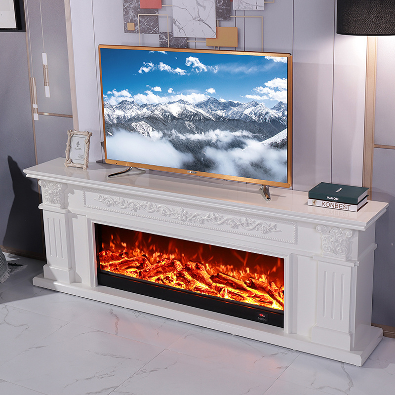 User-friendly in design artificial flame ceramic wood 2 sided fireplace under tv electric fireplace