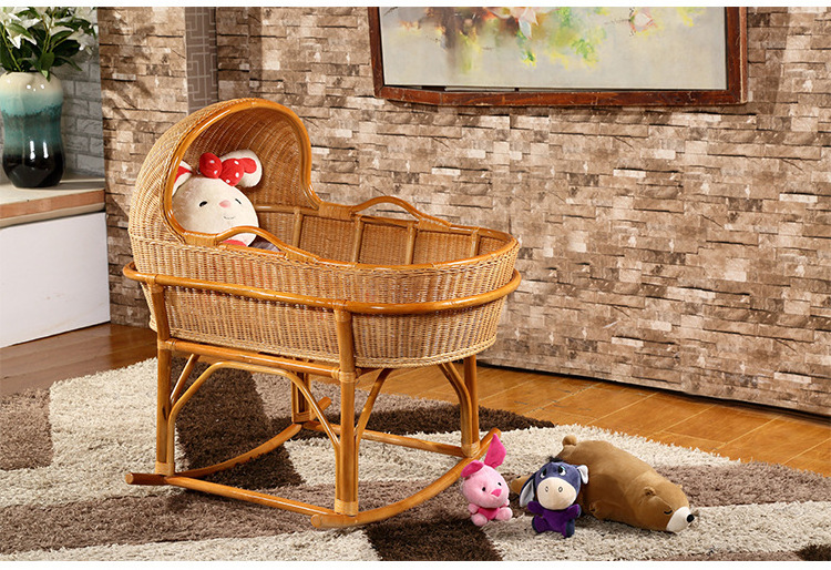 New Arrival Natural Rattan Crib Bassinet For Baby Cheap Price Handmade Sleeping Kids Bedroom Furniture For New Born Bed Baby