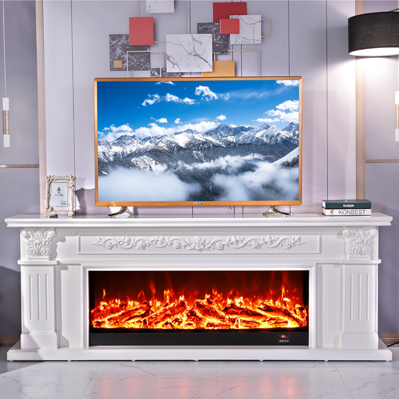 User-friendly in design artificial flame ceramic wood 2 sided fireplace under tv electric fireplace