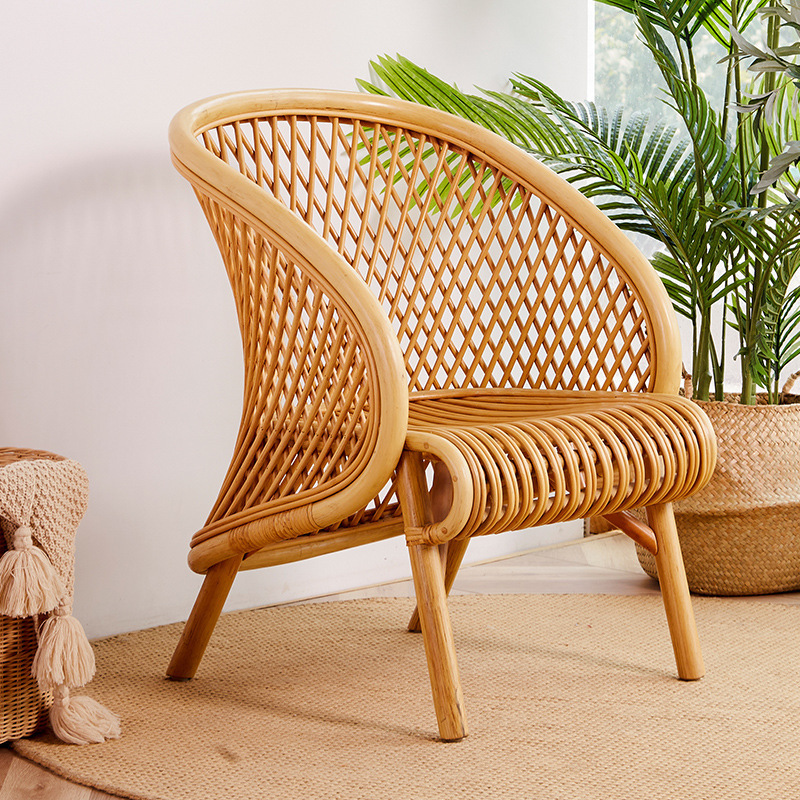 Hotel Home Living Room Garden Cane Armchair Natural Leisure Rattan Wicker Lounge Sofa Chair