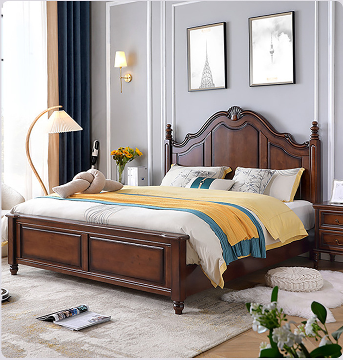 European Antique design bedroom furniture luxury French Classic wooden bedroom sets bed