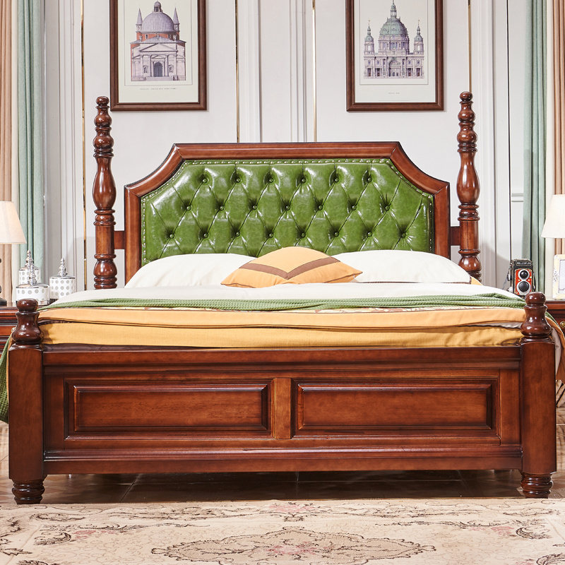 Bedroom Furniture Delicate Modern Style Master Bedroom Double Carved  Bed Solid Wood Height Box Bed