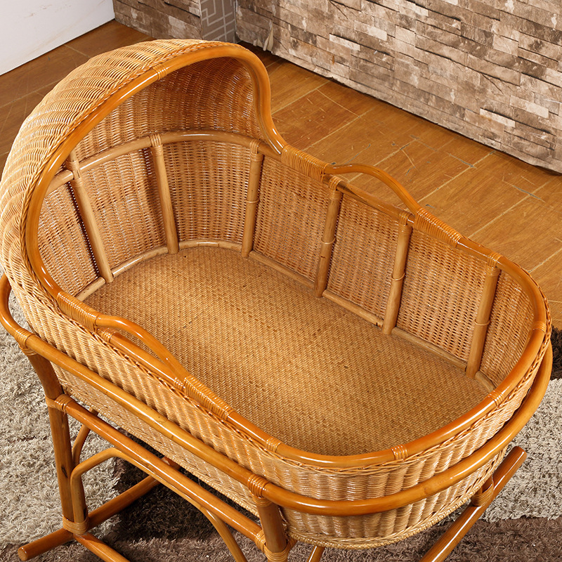 New Arrival Natural Rattan Crib Bassinet For Baby Cheap Price Handmade Sleeping Kids Bedroom Furniture For New Born Bed Baby