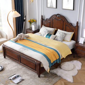 European Antique design bedroom furniture luxury French Classic wooden bedroom sets bed