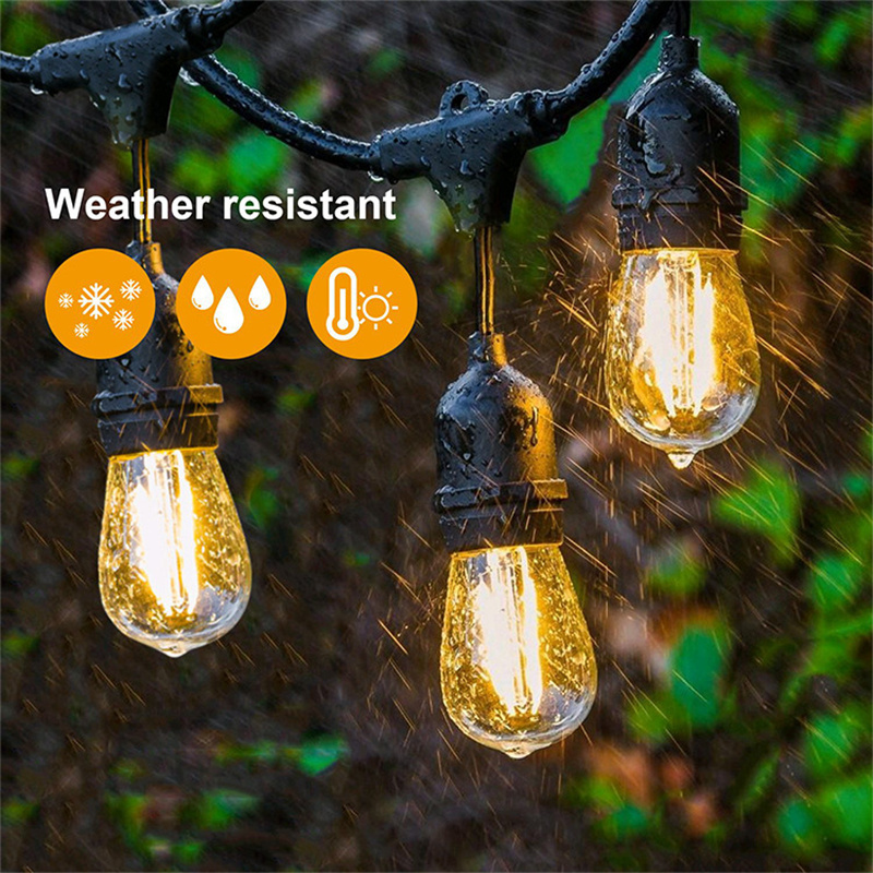 Custom 10M 15M 20M 48ft E26/E27 LED Outdoor Festoon Bulb String Lights IP65 Waterproof Wedding Christmas Garden Party Light