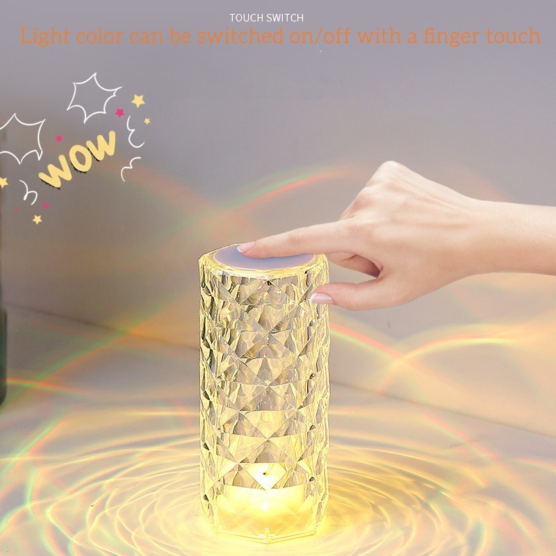 Hot Sales 16 Colors Changing RGB Touch Lamp USB Romantic Desk Lamps LED Rose Crystal Table Lamp