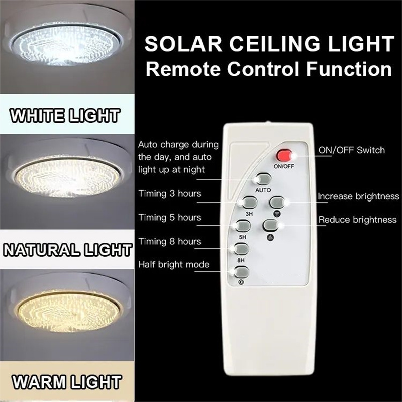 New Solar 60w 100w 200w 300w 400w Ceiling Indoor Living Room Bedroom Courtyard Lighting Remote Control Solar Garden Lights