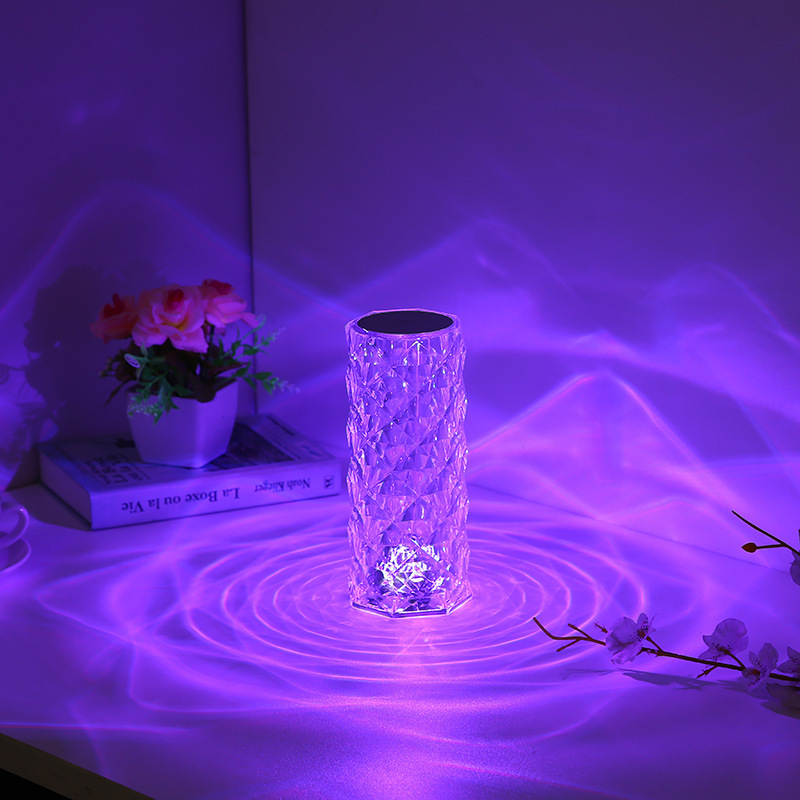 Hot Sales 16 Colors Changing RGB Touch Lamp USB Romantic Desk Lamps LED Rose Crystal Table Lamp