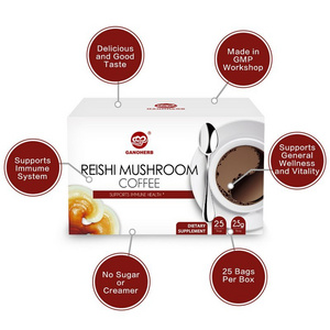 Suger Free 100% Organic Certificated Black Coffee Ganoderma Lucidum Reishi Mushroom Lingzhi Ling Zhi Powder Instant Coffees