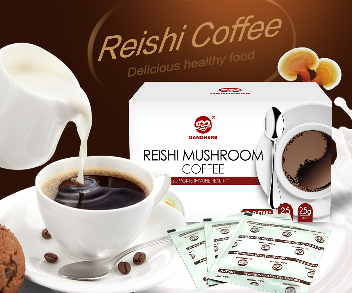 Free Sample Wholesale Organic Ganoderma Lucidum Reishi Mushroom Lingzhi Instant Black Coffee