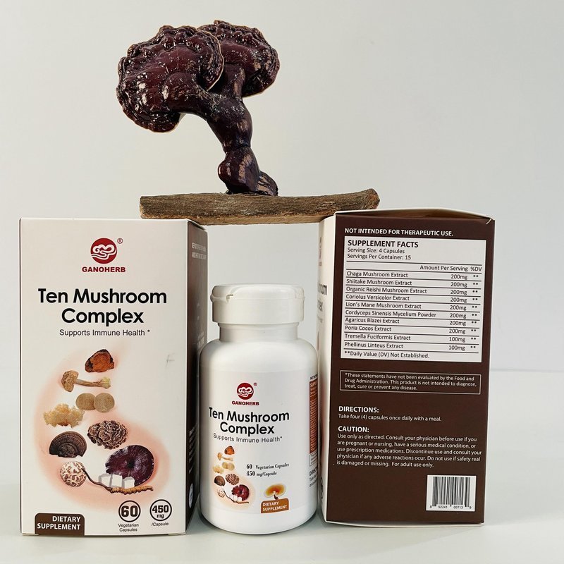 Factory Wholesale Price Chinese Multi Mixed Mushroom Medicine Reishi Ganoderma Lucidum Spore Powder Capsule Manufacturer