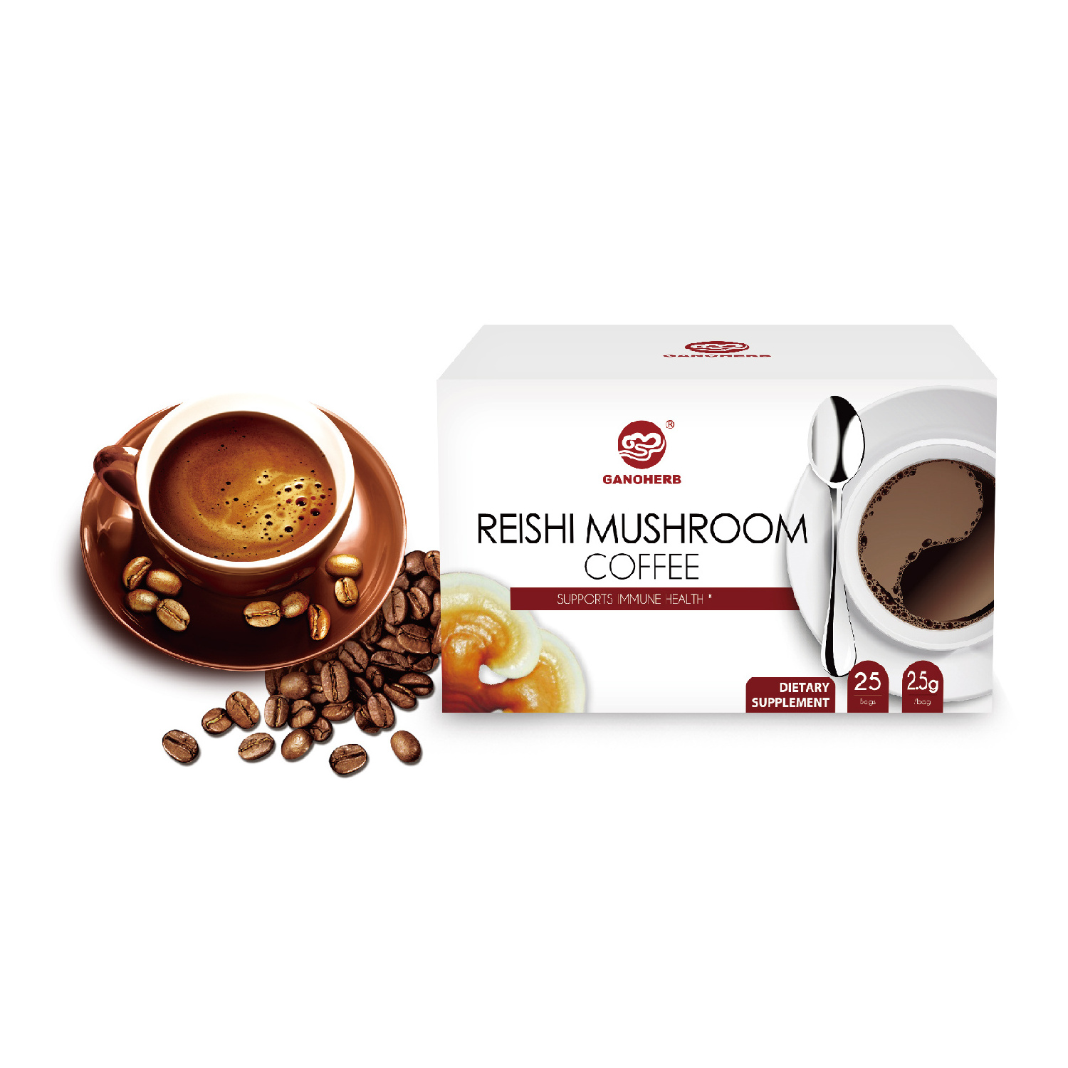 Free Sample Wholesale Organic Ganoderma Lucidum Reishi Mushroom Lingzhi Instant Black Coffee