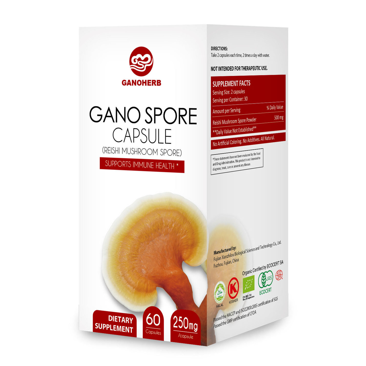 Gano Herb Wholesale Organic Ganoderma Lucidum Capsule For Extract Reishi Mushroom Lingzhi