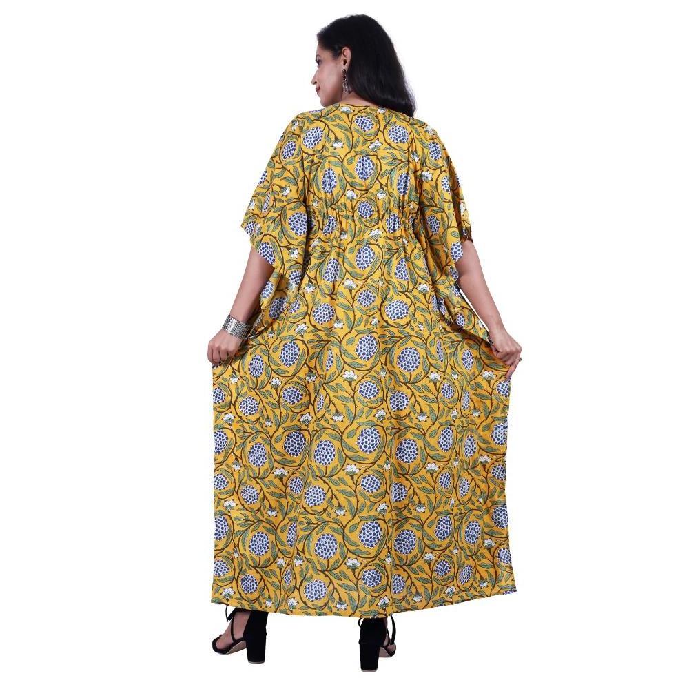 Soft and Comfortable Luxurious Long Size Hand Block Printed Pure Cotton Voile Kaftan Nightwear Kaftan Maxi For Sale at Bulk Rate