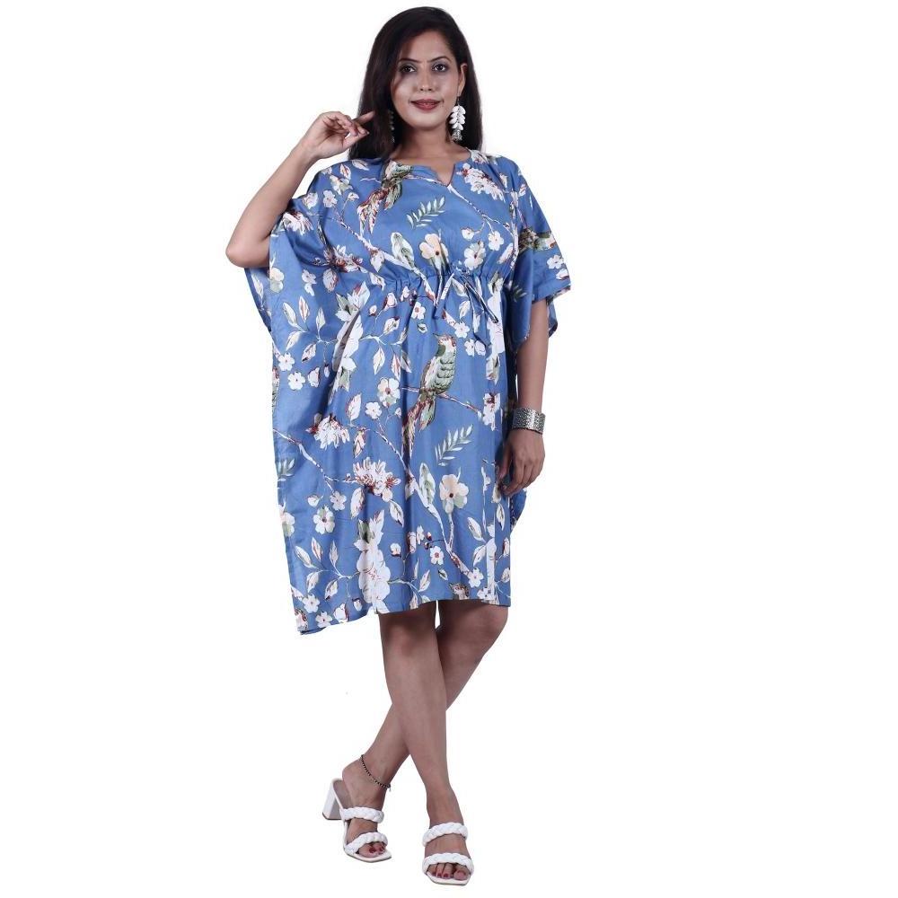 Hand Block Printed Cotton Kaftan Floral Print Beautiful Cotton Kaftan Dress Night Wear Women's Beach Wear Dress at Factory Price