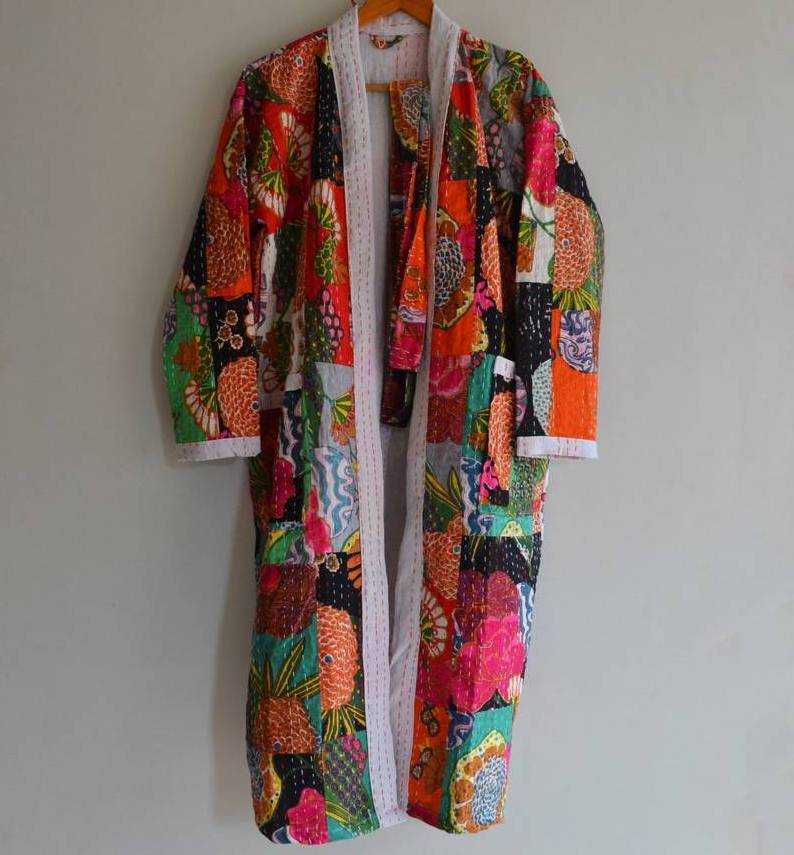 Beautiful Cotton Hand Made Floral Kimono Light Weight Night Wear Women Fashion Sleepwear Robe Best Quality Dress at Cheap Price