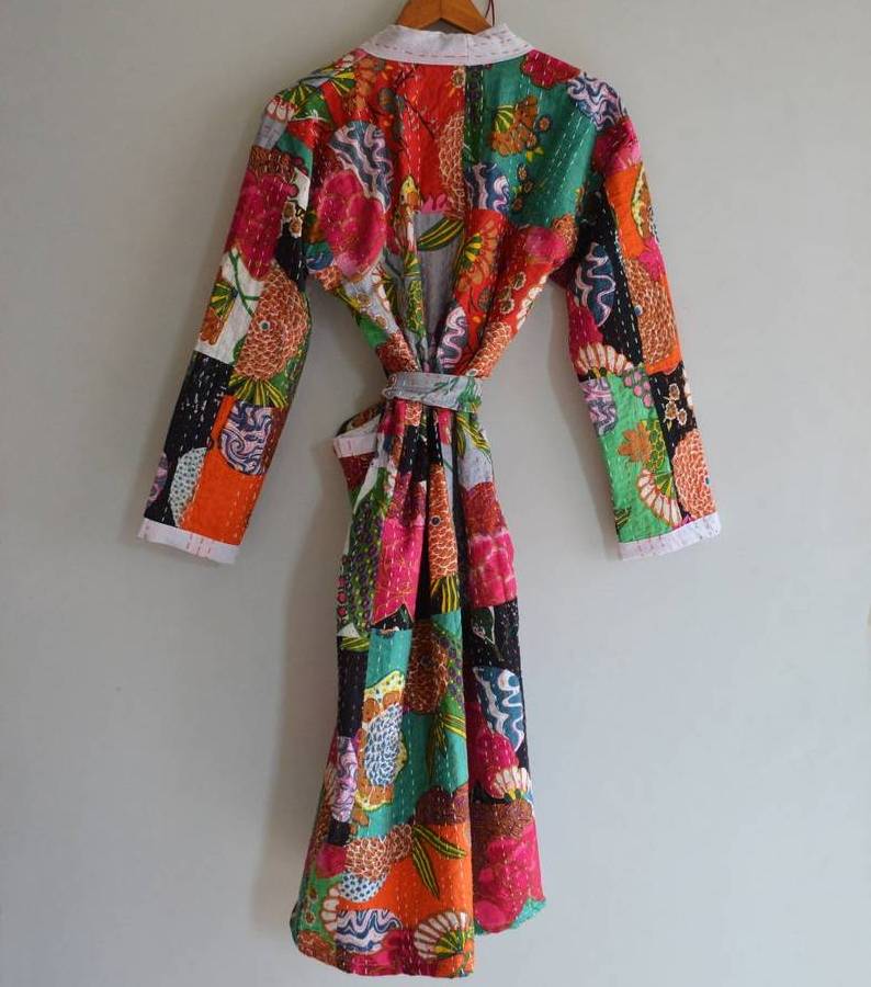 Beautiful Cotton Hand Made Floral Kimono Light Weight Night Wear Women Fashion Sleepwear Robe Best Quality Dress at Cheap Price