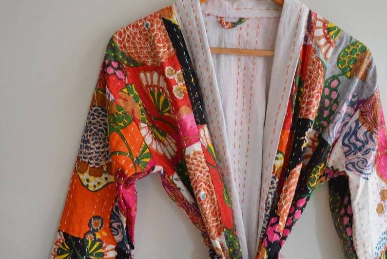 Beautiful Cotton Hand Made Floral Kimono Light Weight Night Wear Women Fashion Sleepwear Robe Best Quality Dress at Cheap Price