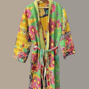 Vintage Luxury Kimono Kantha Robes Indian Multi Color Quilted Dressing Gowns Vintage Style 100% Cotton Assorted Design Robes