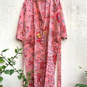 Premium Design Beautiful Safari Print Cotton Kimono Woman Bath Robe Shower Robe Lounge Wear House Coat Kimono Robes Gift For Her