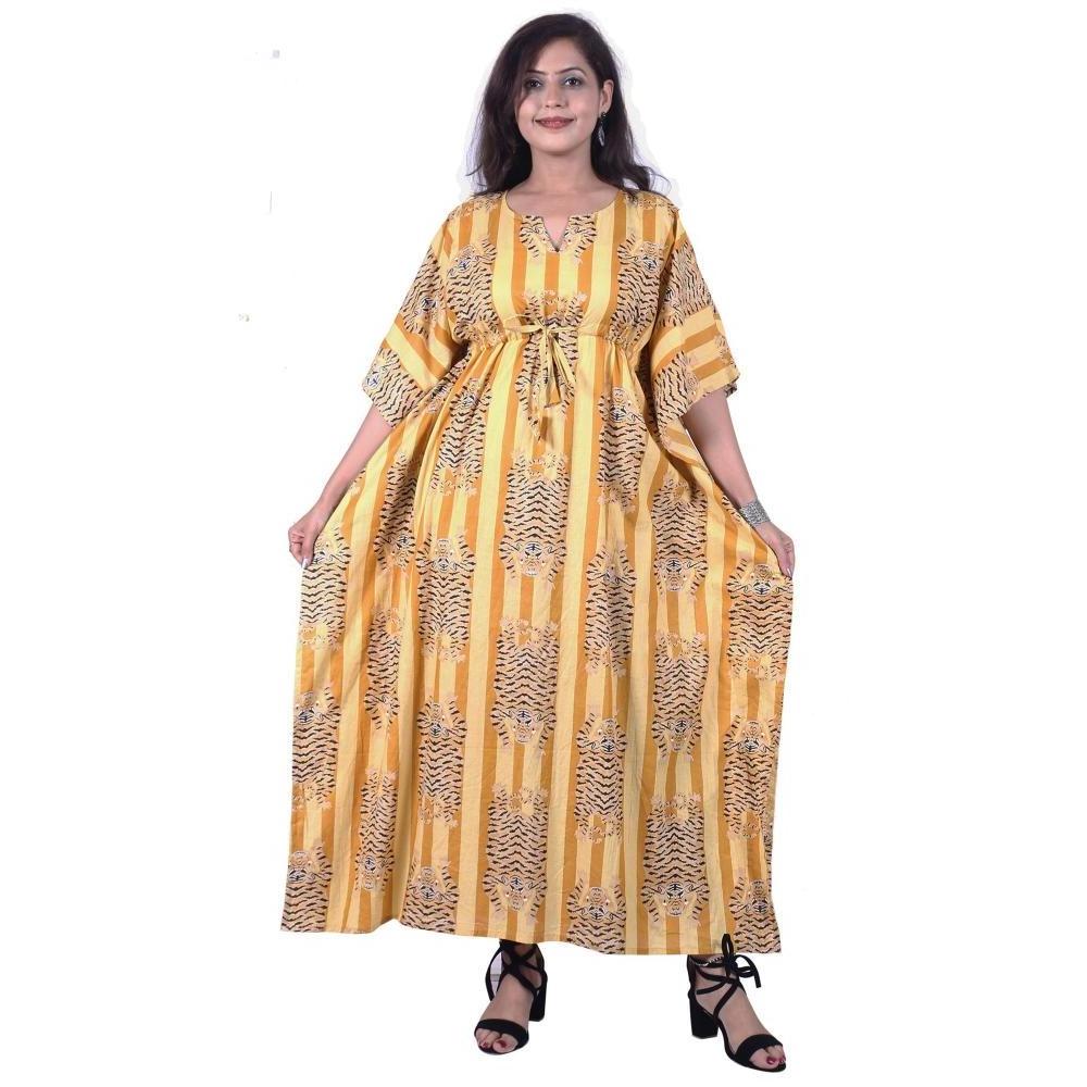 Designer Handmade Cotton Block Printed Tunic Casual Summer Wear Block Printed Kaftan Maxi For Women's at Wholesale Prices Bulk