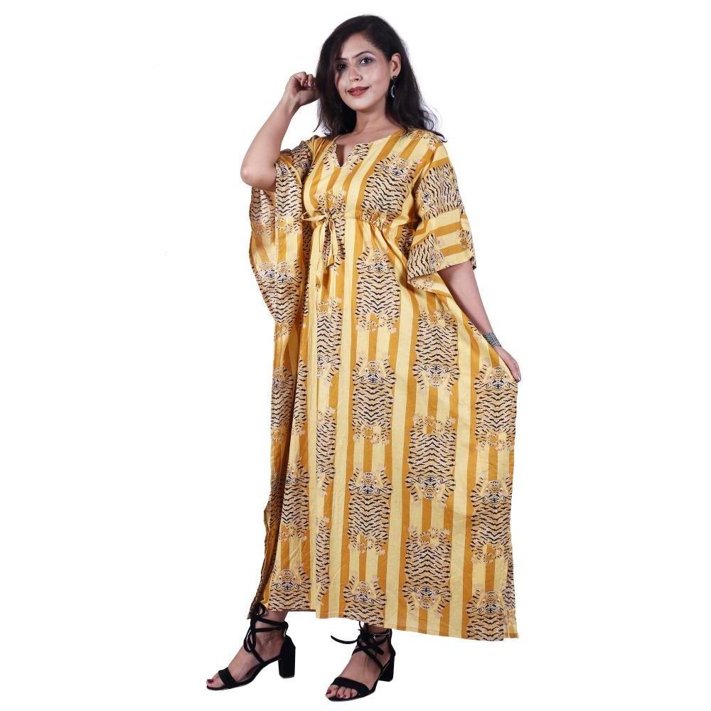 Designer Handmade Cotton Block Printed Tunic Casual Summer Wear Block Printed Kaftan Maxi For Women's at Wholesale Prices Bulk