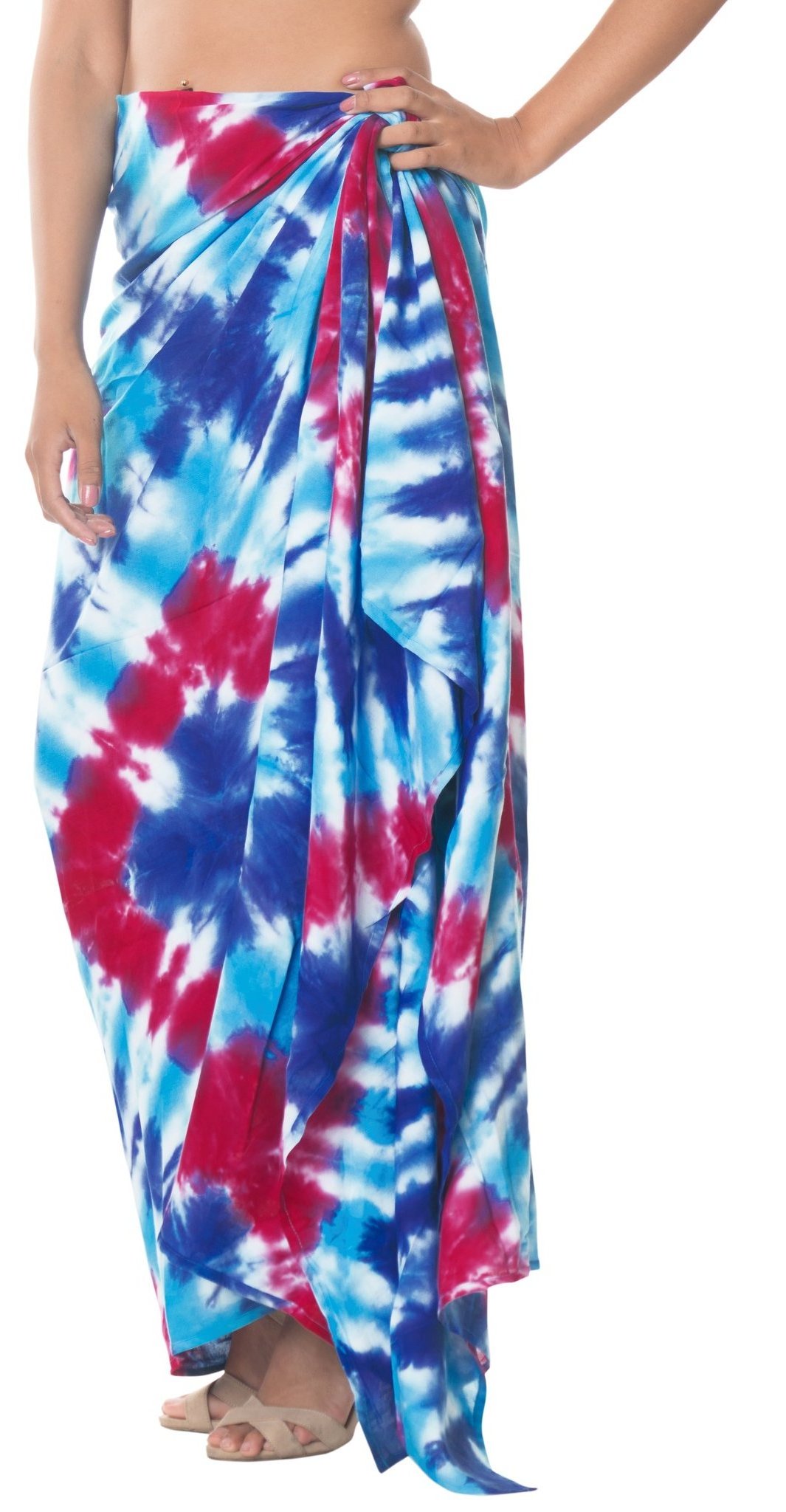 Latest Design Tie DYE Pareo Beach Dress 100% Rayon Sarong Bikini Swimwear Coverup For Women Adults Swimming Bikini Support OEM