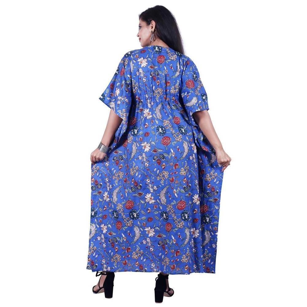 Pure Cotton Handmade Women Kaftan Dress Floral Hand Block Printed Women's Tunics Bohemian Women Cotton Kaftan Dress Wholesale