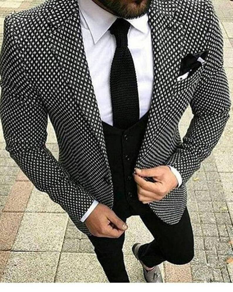 Business Men Suits 2 Pieces Peaked Lapel Slim Fit Blazers Tuxedos for Formal Wedding Groom Dress Single Breasted Costume Homme