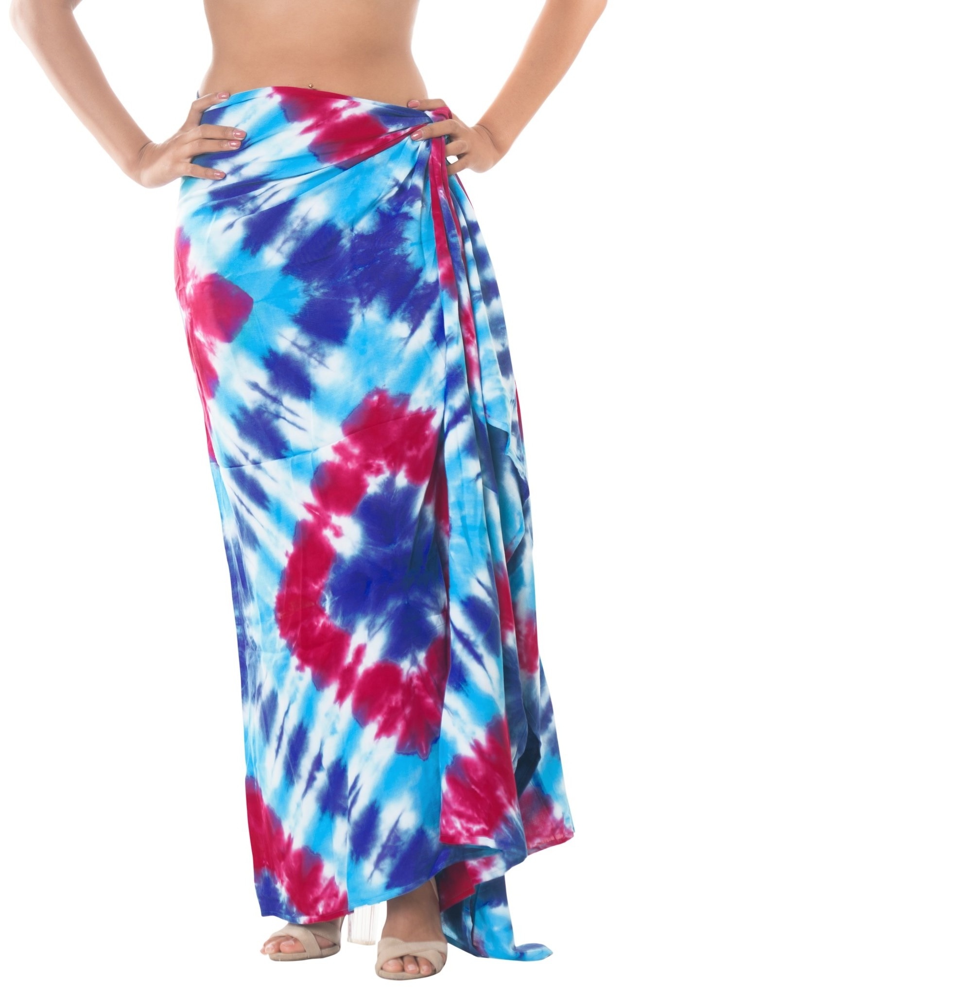 Latest Design Tie DYE Pareo Beach Dress 100% Rayon Sarong Bikini Swimwear Coverup For Women Adults Swimming Bikini Support OEM